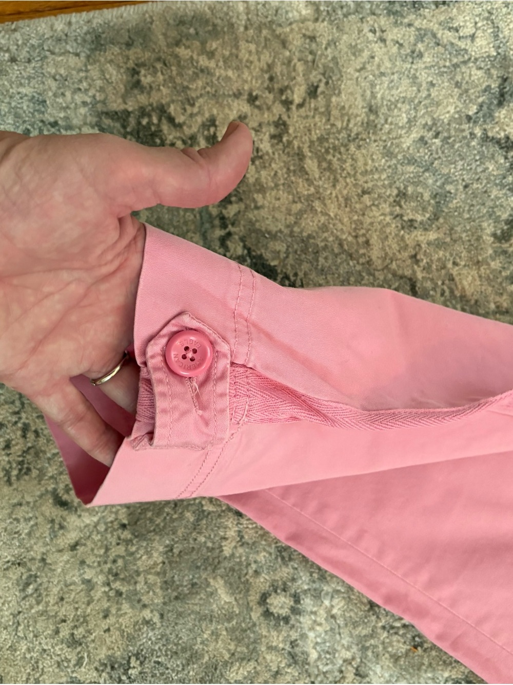 American Eagle Outfitters Light Pink Capri Pants with Button Tab Waist - Picture 5 of 5